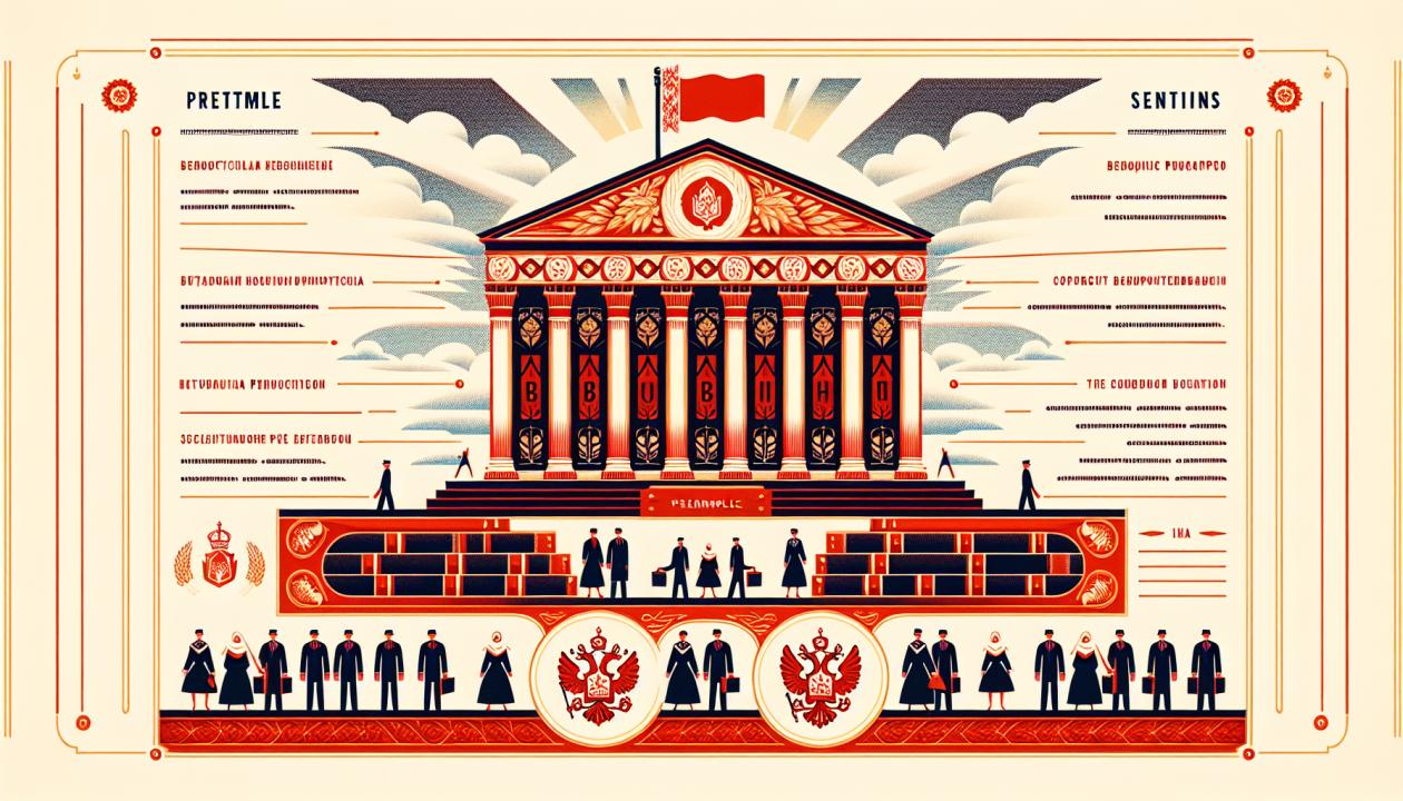 Изображение, иллюстрирующее структуру Конституции Республики Беларусь, с акцентом на преамбулу и основные разделы, олицетворяющее конституционное развитие страны.