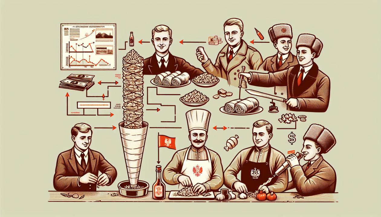 Иллюстрация к проекту: картинка с изображением процесса приготовления шаурмы или схемы бизнес-плана.