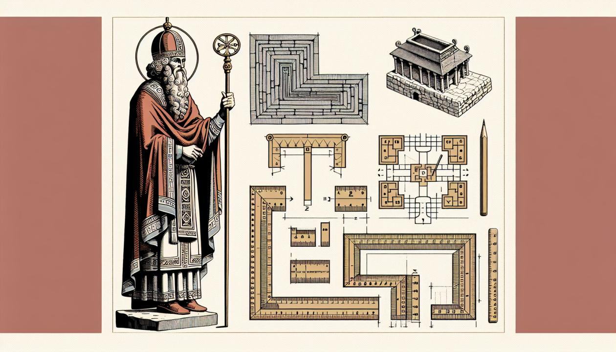 Иллюстрация проекта может включать изображения старинных инструментов измерения, планы архитектурных сооружений и схемы сравнения старинных и современных мер.