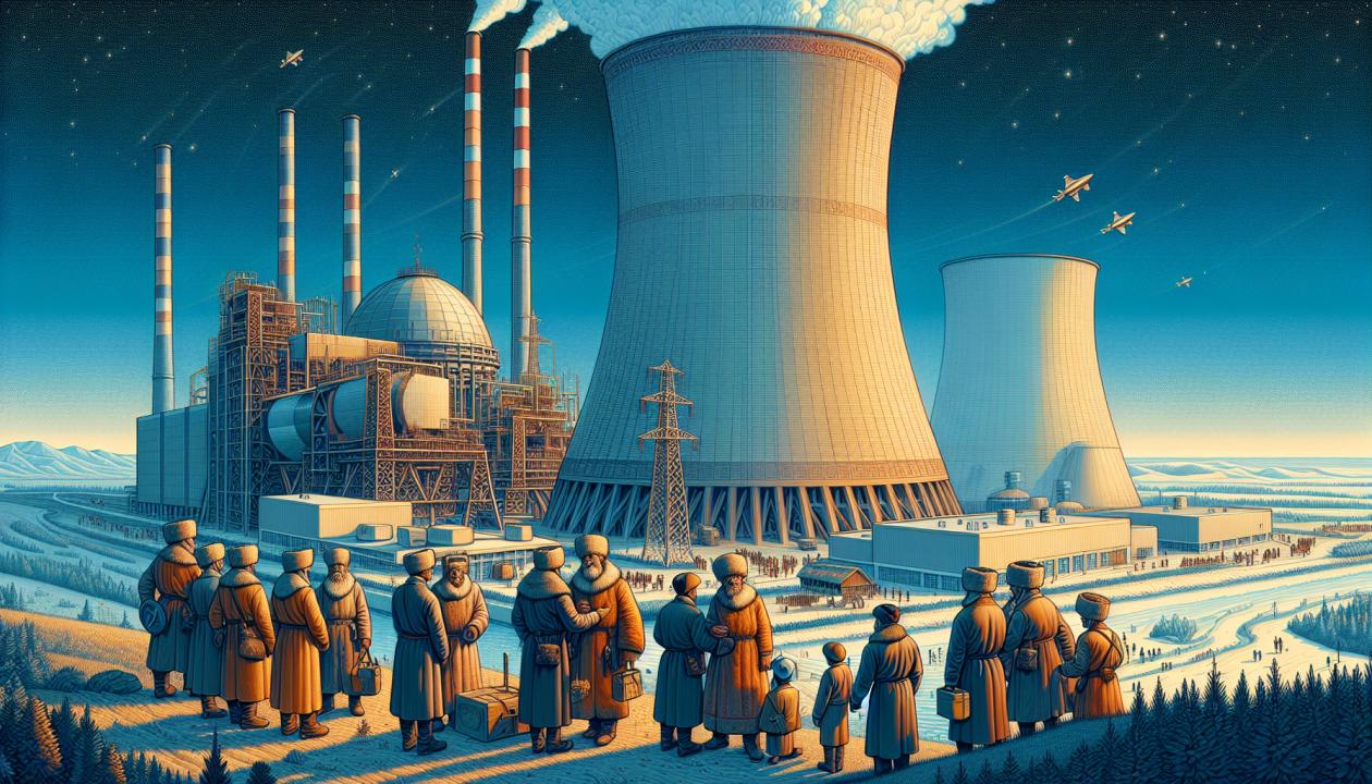 Можно использовать иллюстрацию с изображением атомной электростанции или современных технологий в ядерной энергетике.