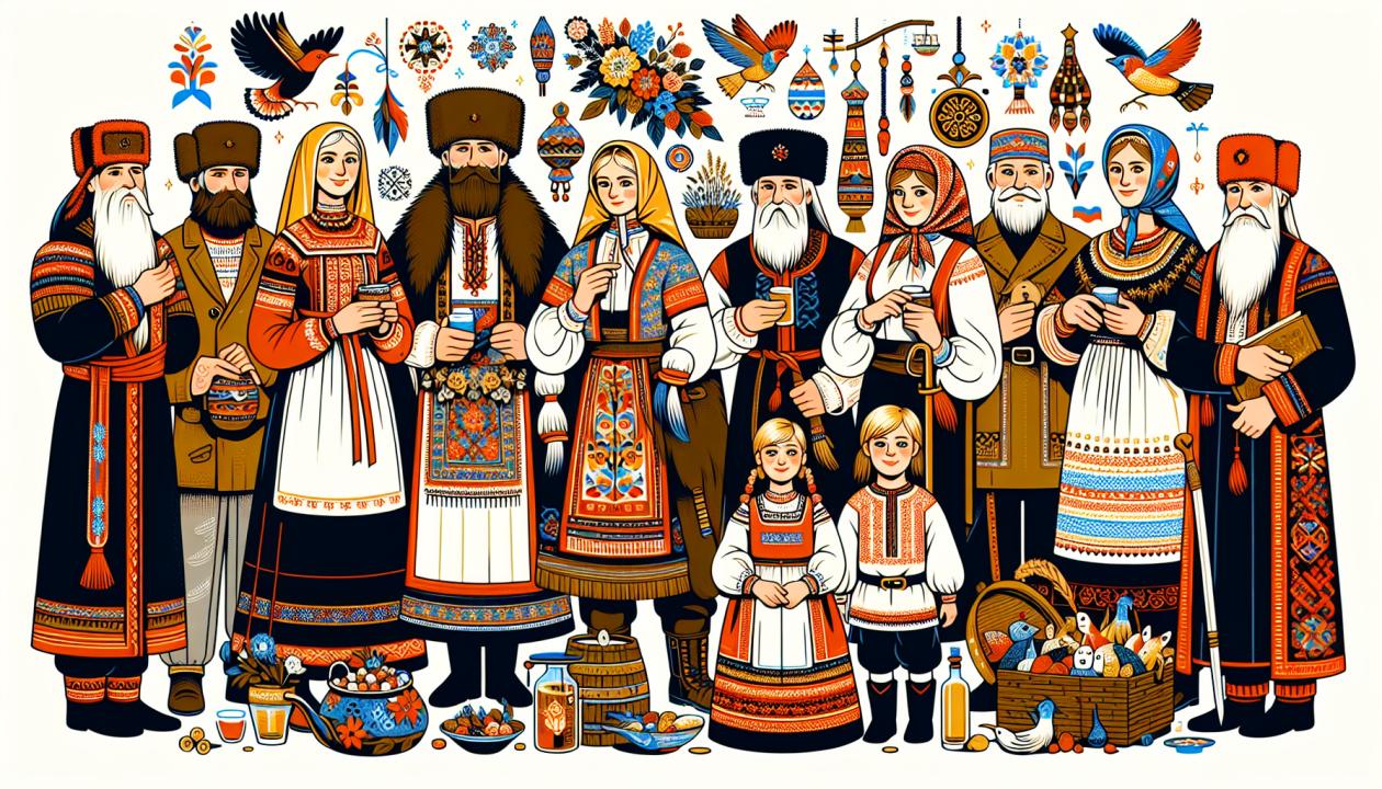 Иллюстрация: изображение различных элементов культуры различных народов России