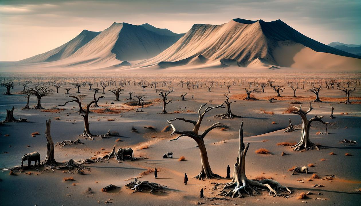 Африканские аридные ландшафты, измененные антропогенным воздействием.