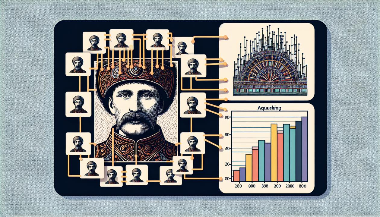 Иллюстрация нейросетевой системы, состоящей из слоев нейронов, обрабатывающих изображение с распечатанным текстом, вместе с графиками, демонстрирующими точность распознавания.
