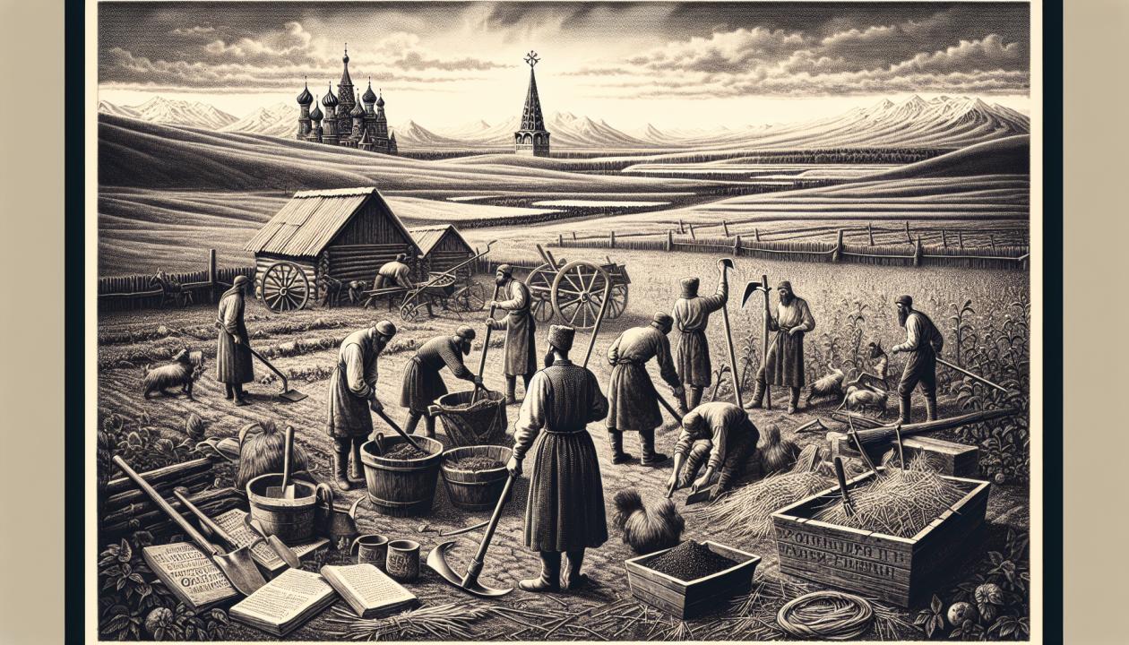 Изобразите жизнь черносошных крестьян в России до 1649 года, отражая их свободный статус и работу на невладельческой земле.