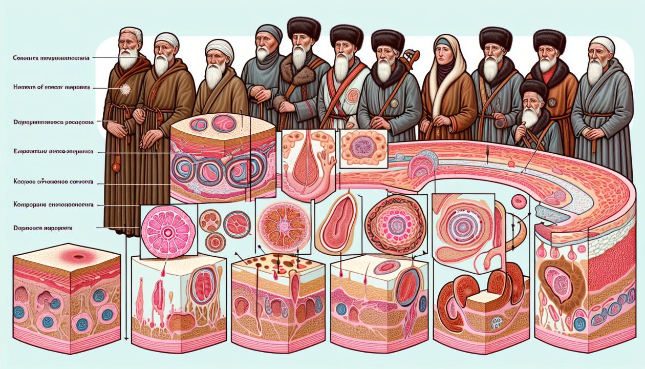 Иллюстрация, представляющая различные фазы раневого процесса и виды заживления ран, в виде наглядной схемы, показывающей хронологию изменений тканей и характерные особенности каждой стадии.
