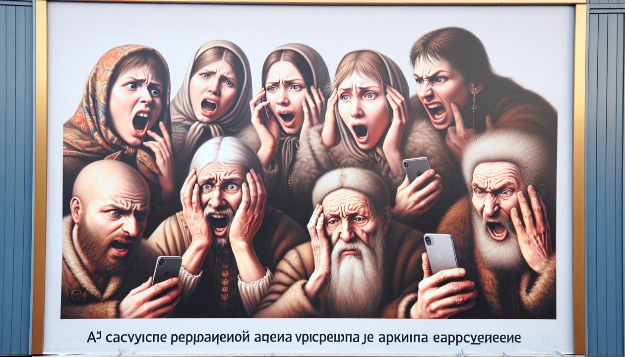 Рекламный баннер, изображение людей, реагирующих на рекламу