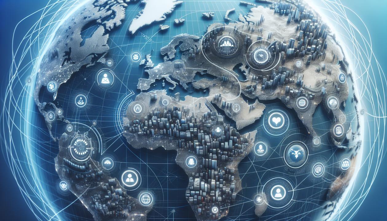 Зображення глобуса з новими центрами розвитку, конкуруючими з традиційними центрами.