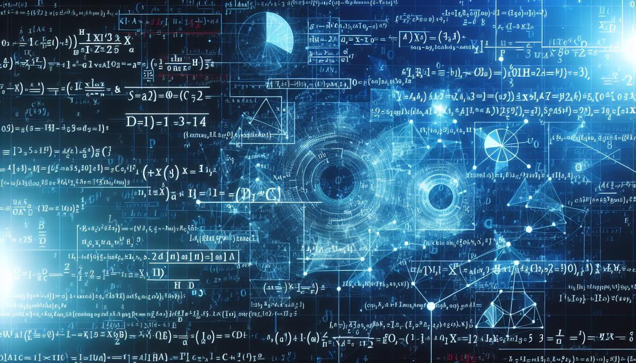 Картина, изображающая математические формулы и алгоритмы на тему теории чисел и криптографии.