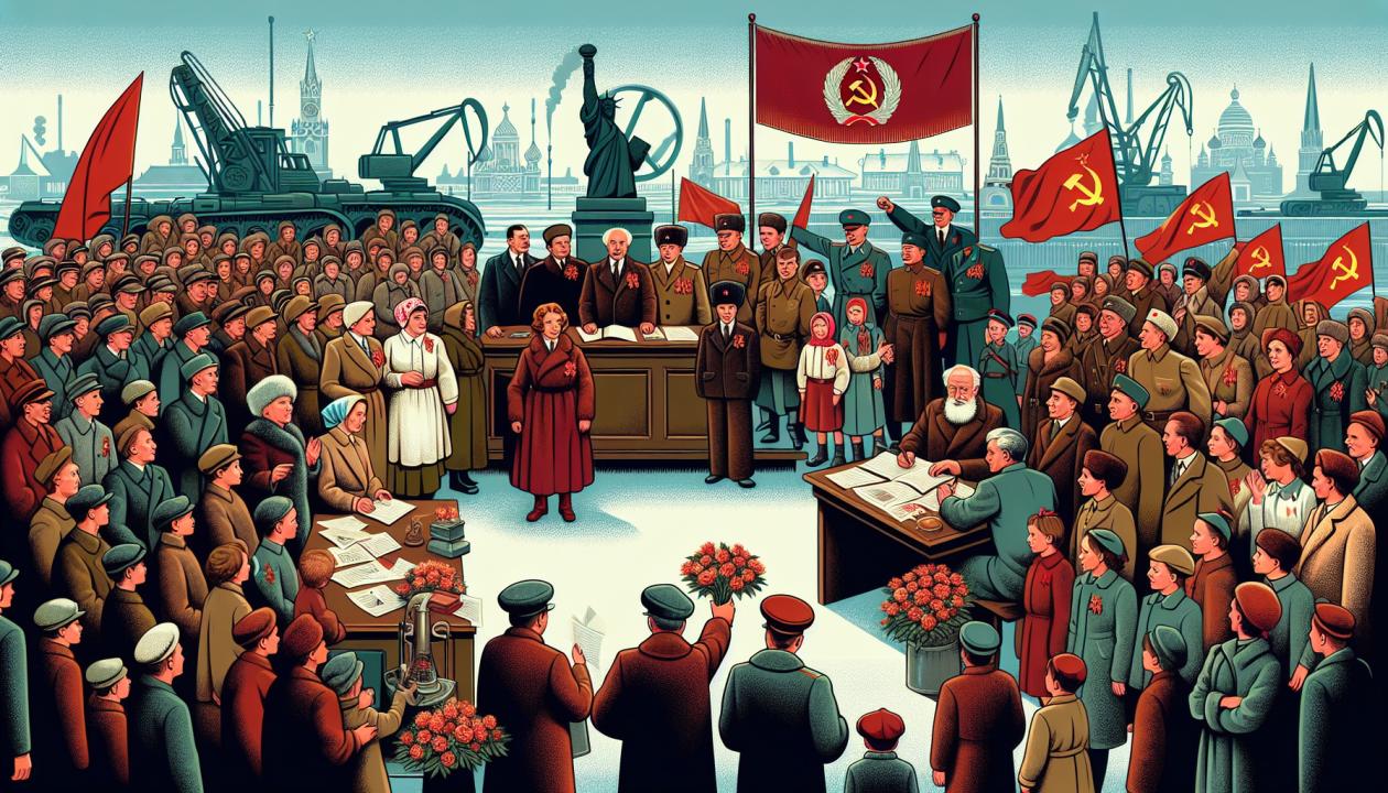 Картинка иллюстрирующая важные события и реформы в послевоенный период в СССР