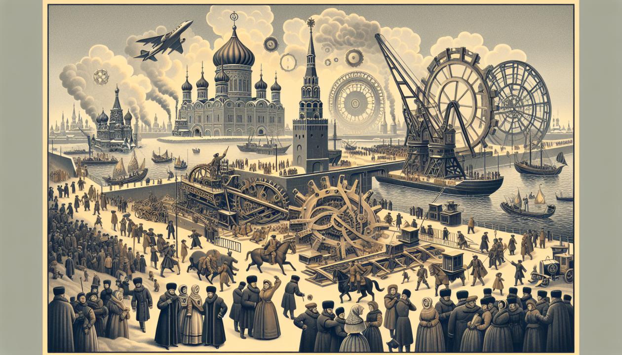 Иллюстрация исторических событий, связанных с развитием машиностроения в России