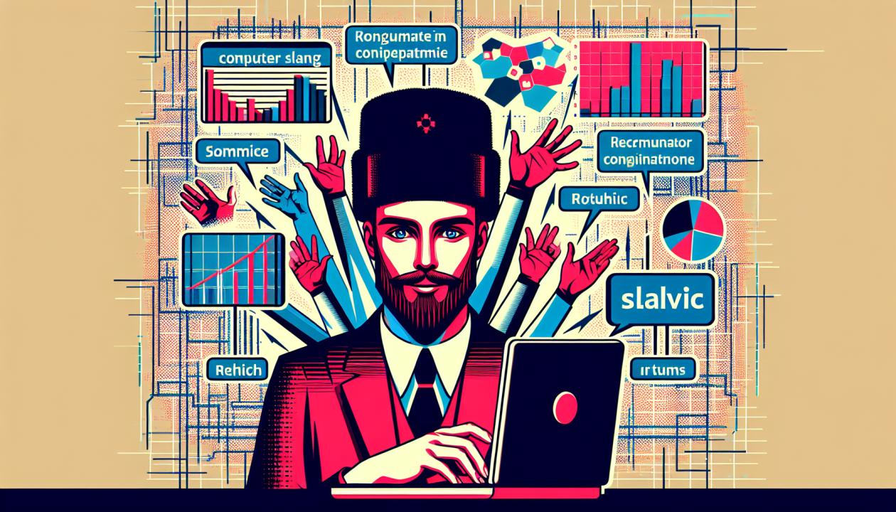 Иллюстрация проекта может представлять собой современное изображение компьютерного сленга в виде интернет-мемов, графиков частоты употребления терминов или визуализаций популярных выражений.