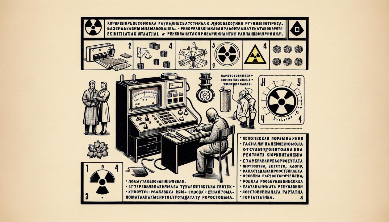 Иллюстрация процесса регистрации радиоактивных излучений и частиц с помощью сцинтилляционного материала или счетчика Гейгера.