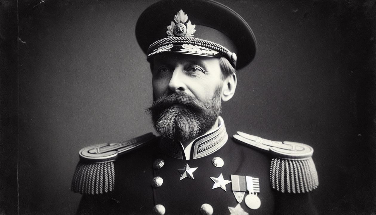 Изображение адмирала А. В. Колчака, возглавившего Российское правительство и Добровольческую армию во время Гражданской войны