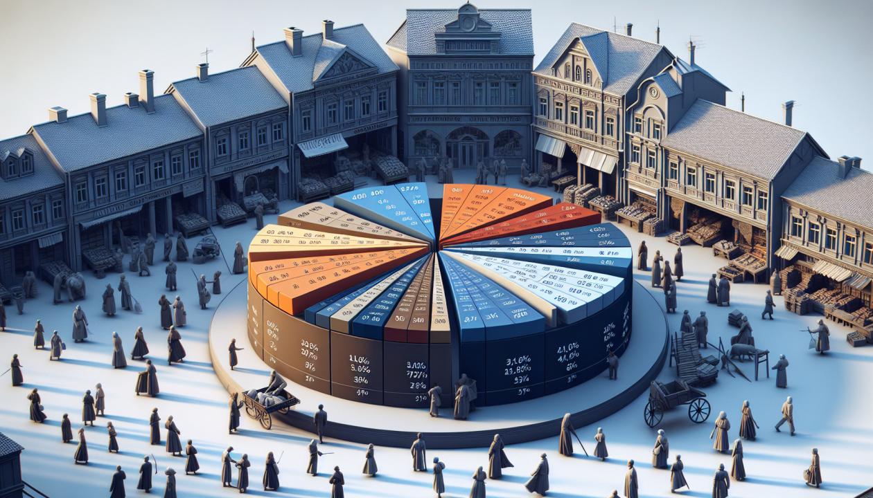 Диаграмма, иллюстрирующая долю рынка различных розничных сетей, включая Магнит, Пятерочку и Ленту, за определенный период времени.