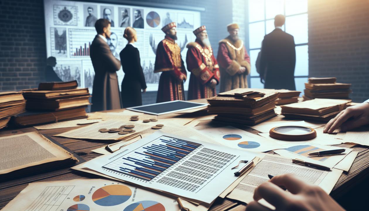 Изображение исторических документов, статистических данных и политических событий