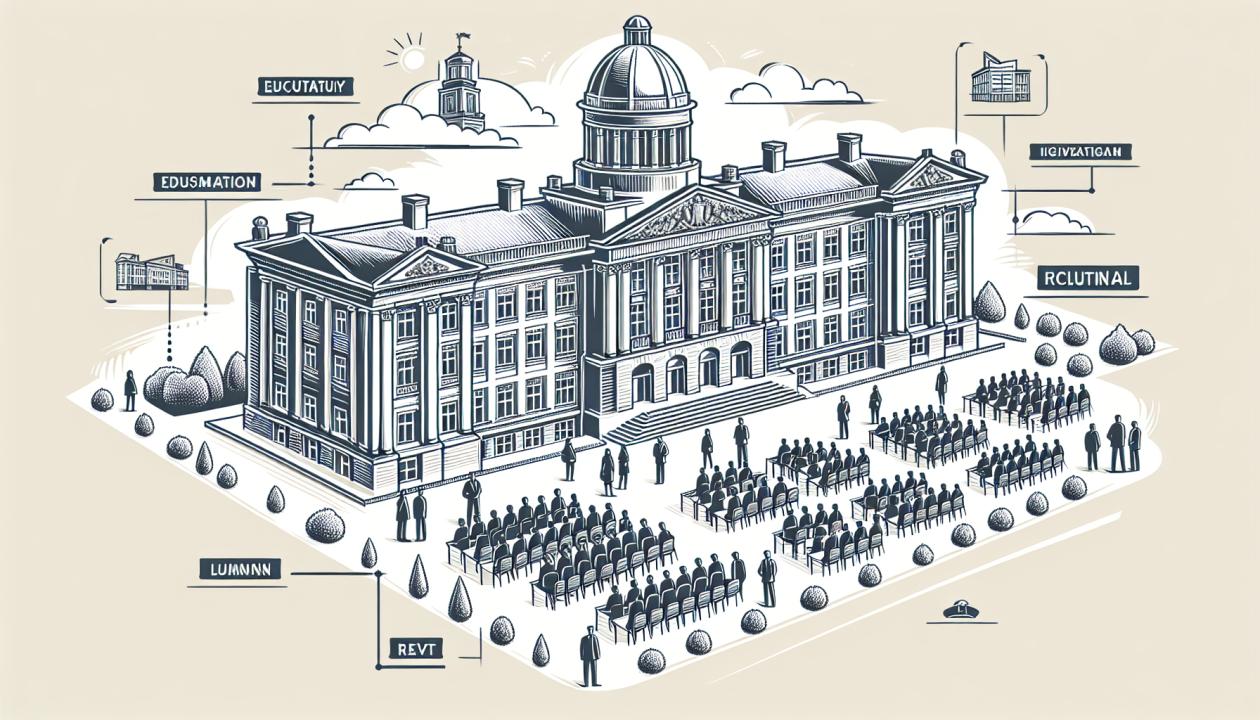 Иллюстрация к проекту: изображение учебного заведения с обозначением мест проведения тренингов и мероприятий по безопасности.
