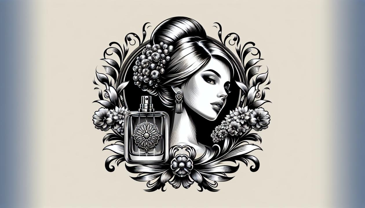 Иллюстрация бренда Chanel, изображение одного из известных моделей, флакон стильного парфюма.