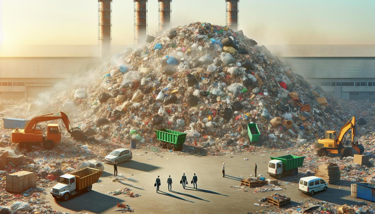 Изображение стопки мусора, раздельного сбора отходов или утилизационного завода