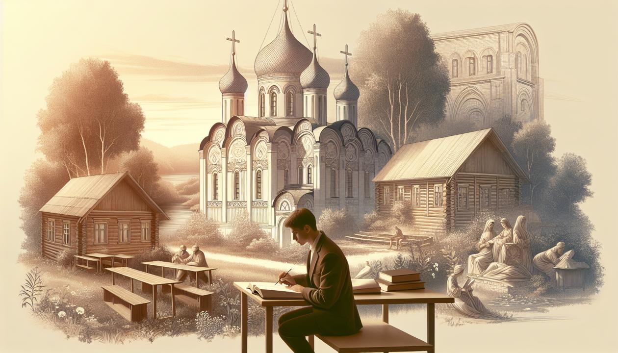 Рисунок ученика, изучающего архитектурные решения, интегрированные с природой.