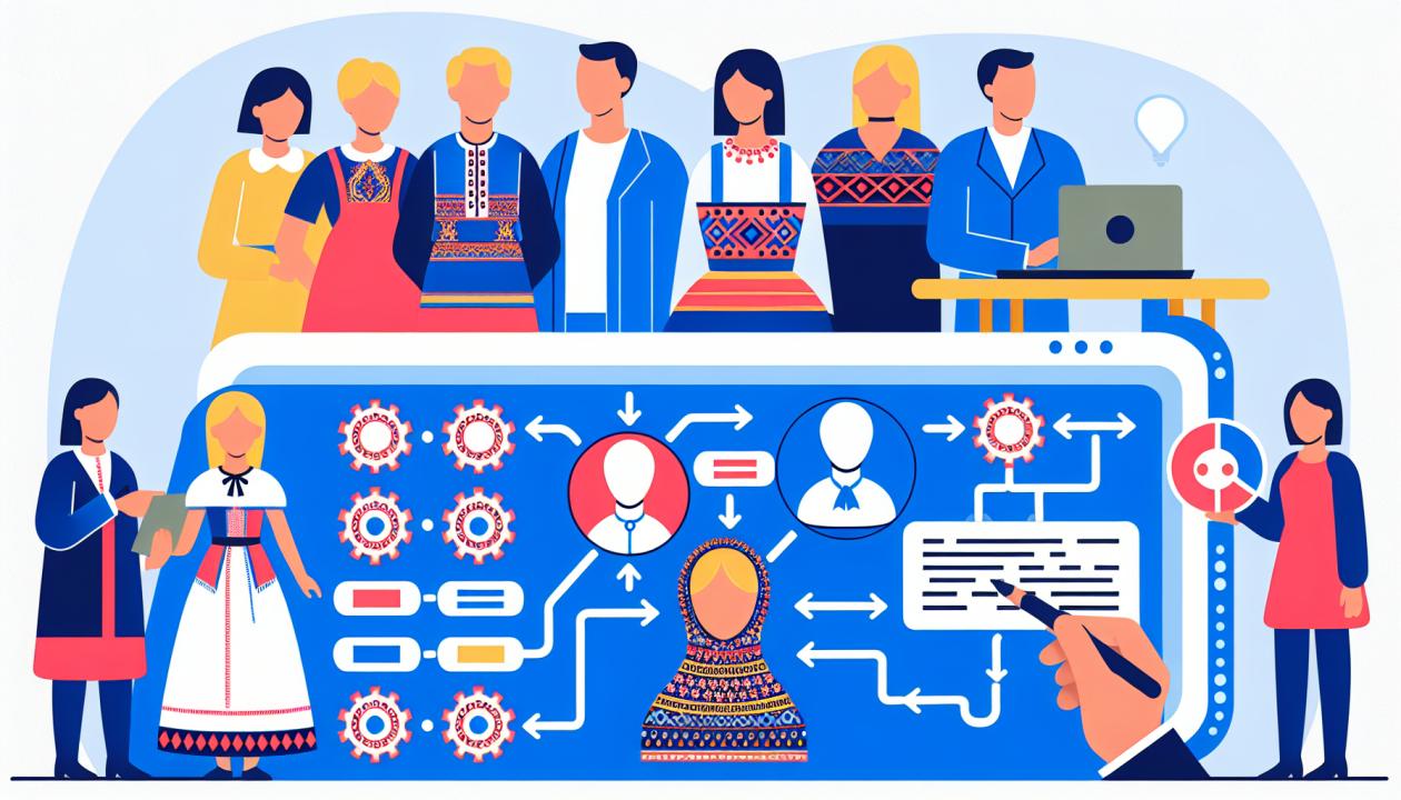 Изображение с иллюстрацией процесса применения искусственного интеллекта в социальных сетях.