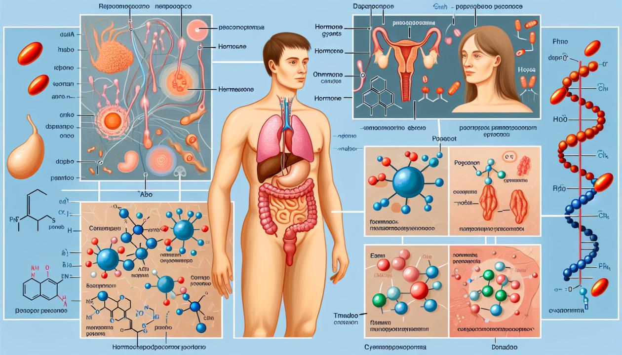 Изображение различных эндокринных желез, молекул гормонов, схема взаимодействия гормонов с рецепторами на клеточном уровне