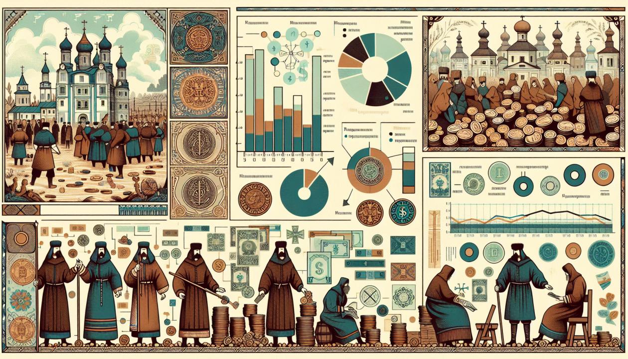 Иллюстрация к проекту: изображение бумажных денег разных эпох и культур, а также схемы и статистические данные по обращению бумажных денег.