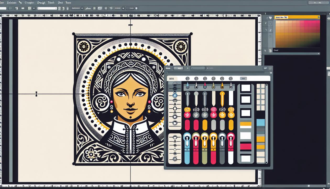 Изображение интерфейса программы Corel DRAW с использованием интерактивных инструментов.