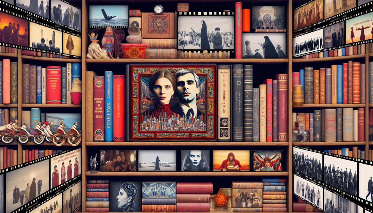 Иллюстрация проекта может включать изображение книжного полки с киноадаптациями, а также кинематографические кадры, на которых показаны сцены из фильмов по мотивам литературных произведений.