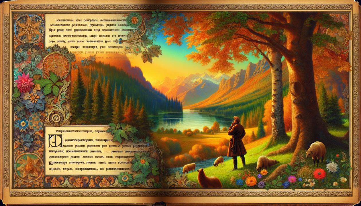 Иллюстрация к проекту: изображение страницы из книги русского писателя или поэта, где рассматривается тема красоты мира и человека.