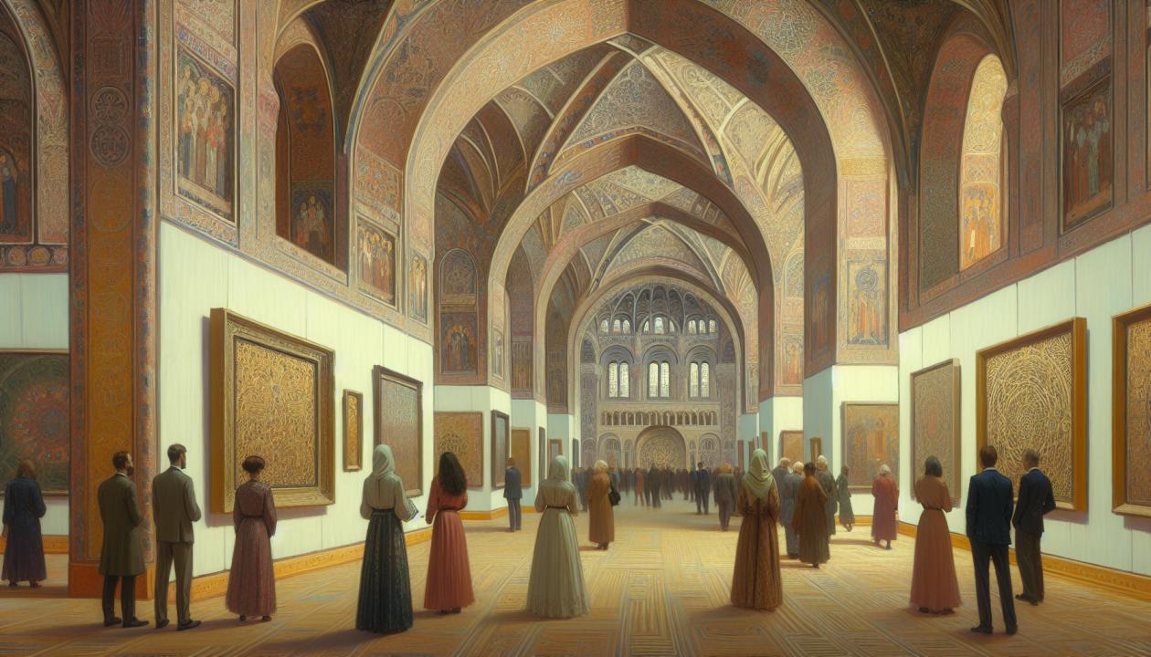 Современное искусство: изображение современной художественной выставки или произведения искусства, представляющее одно из выделенных направлений современного искусства.