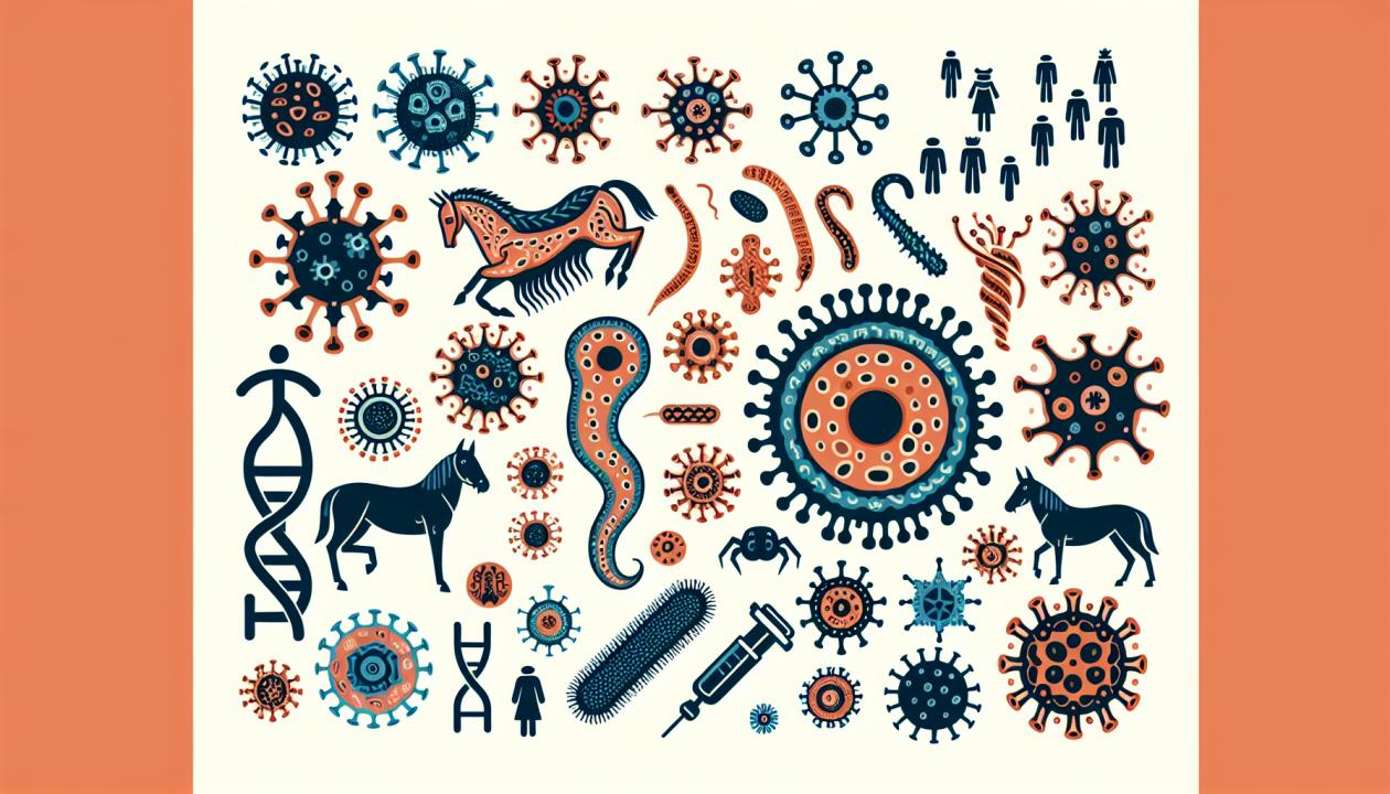 Иллюстрация с вирусами и другими внеклеточными организмами