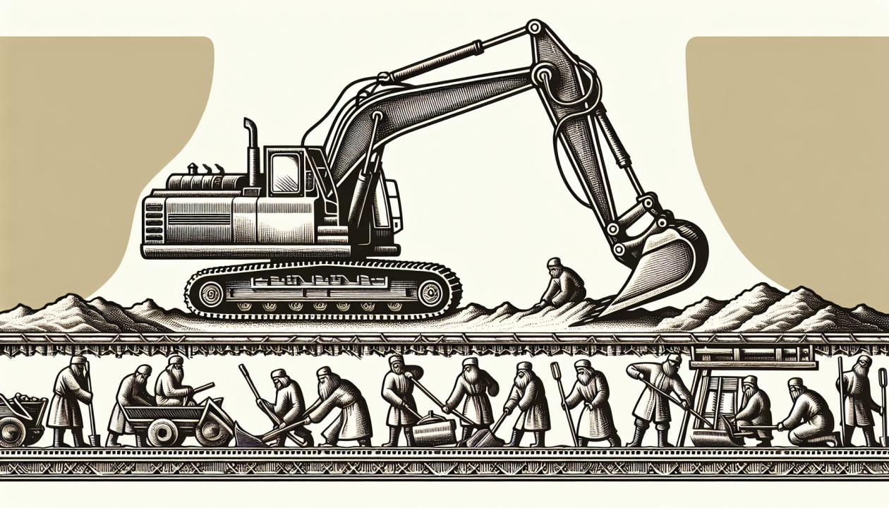Эскиз экскаватора при производстве выемочно-погрузочных работ.